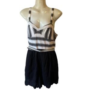 Anthropologie Romper Mermaid Niagara Women M Multicolor Stripes Belted Travel